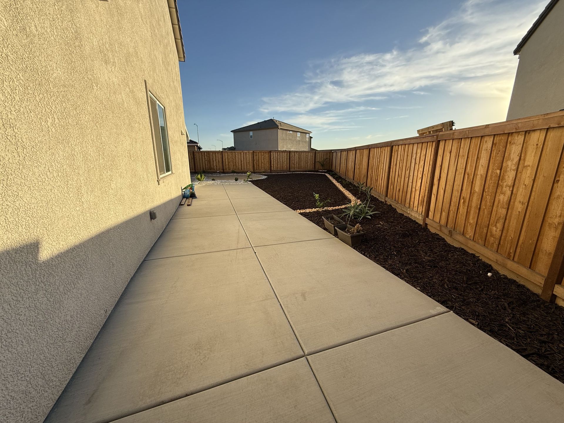 Concrete patio installation by Stockton concrete contractors.