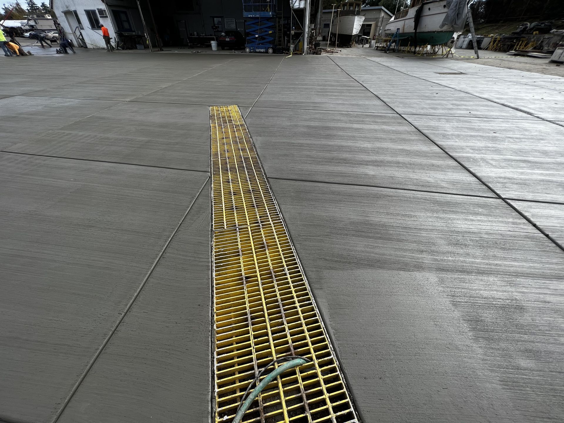 Concrete installation with built-in drainage griddle in Stockton.