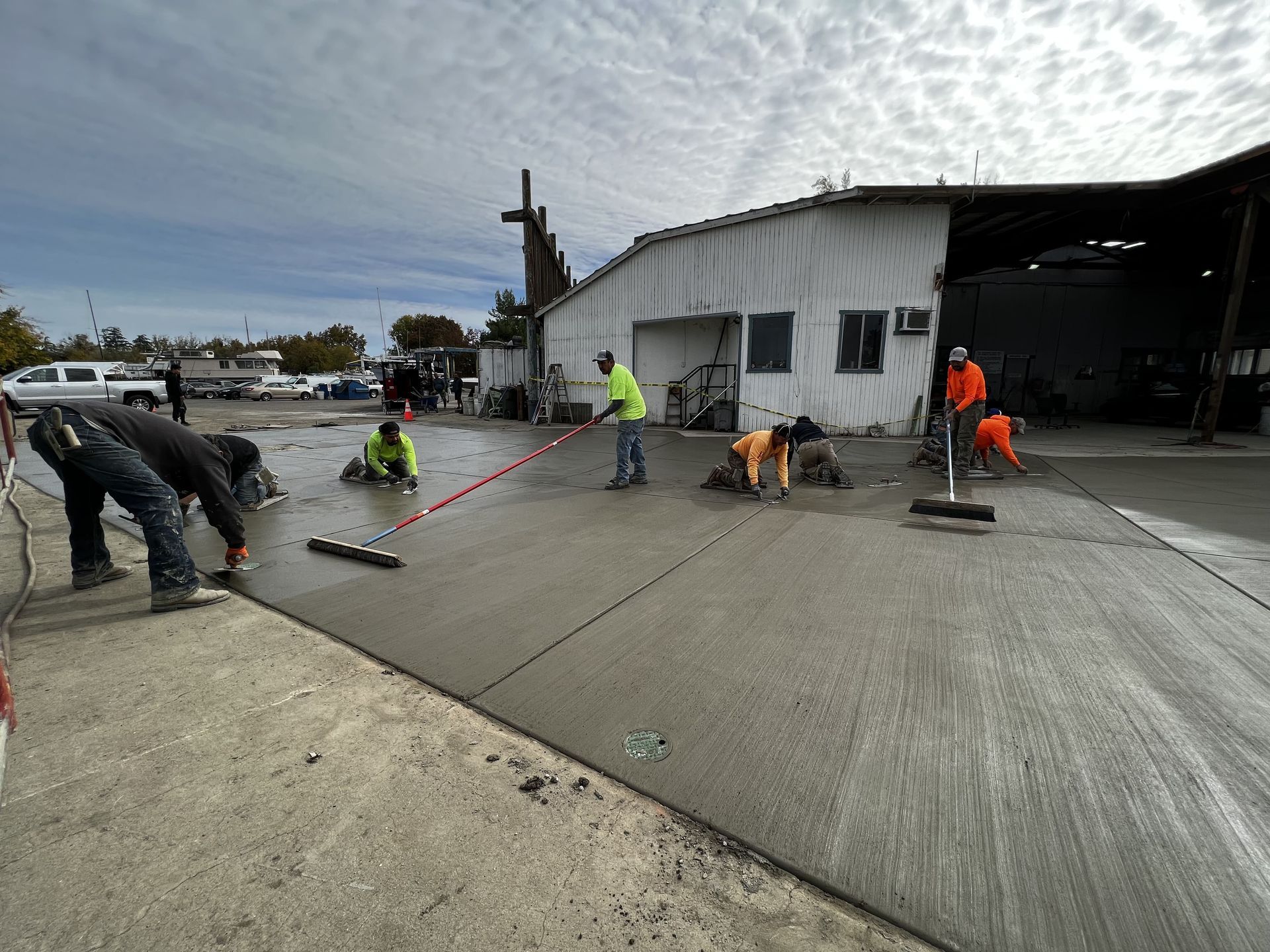 Our team installing concrete for a landscape project in Stockton CA.
