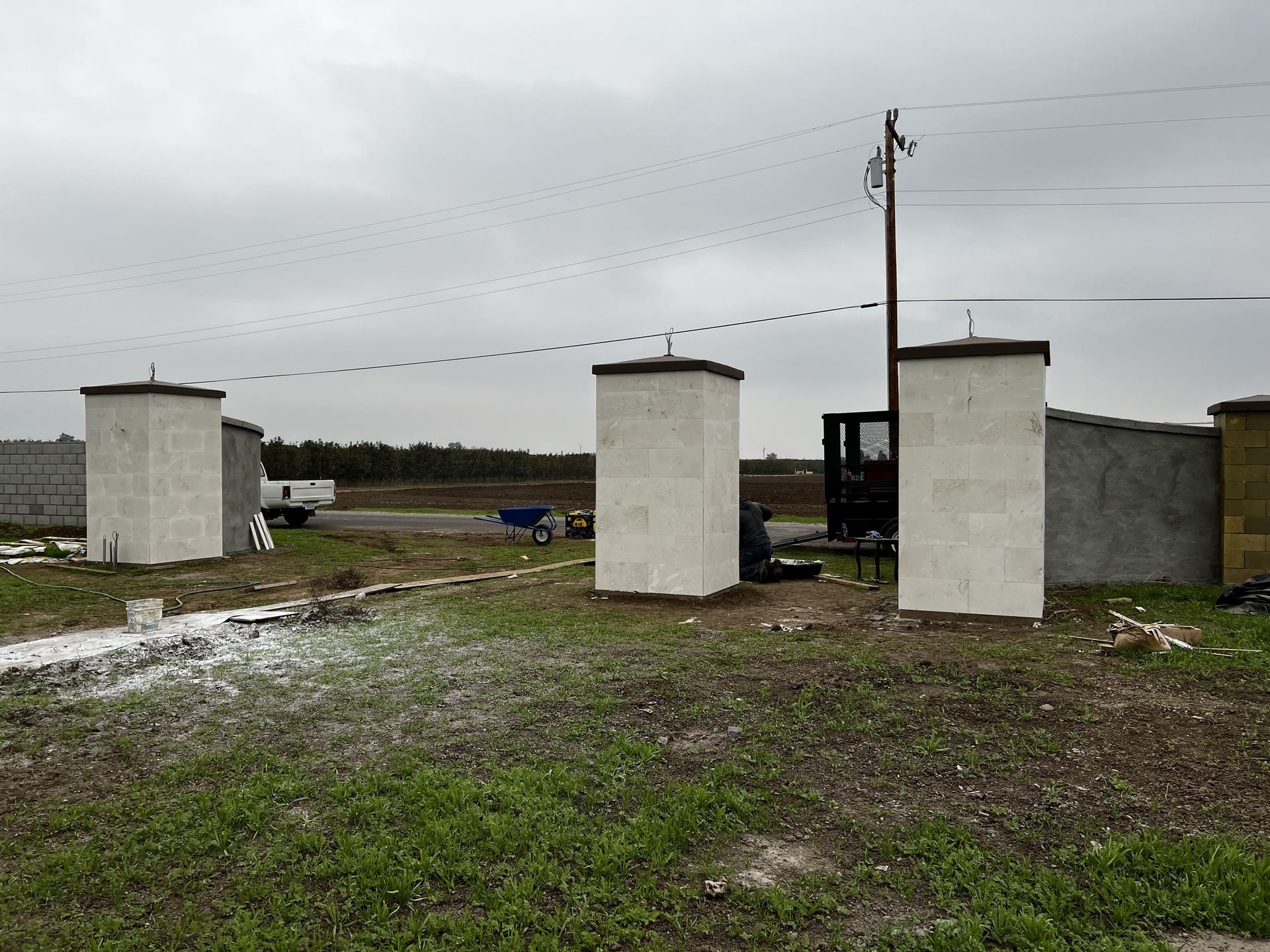Reinforced concrete fence pillars installed in Stockton CA.