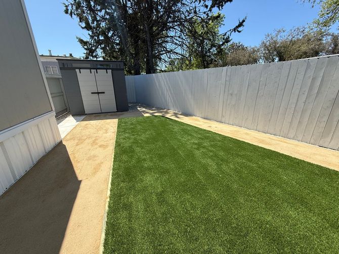Fresh turf installed as part of Stockton landscaping project.