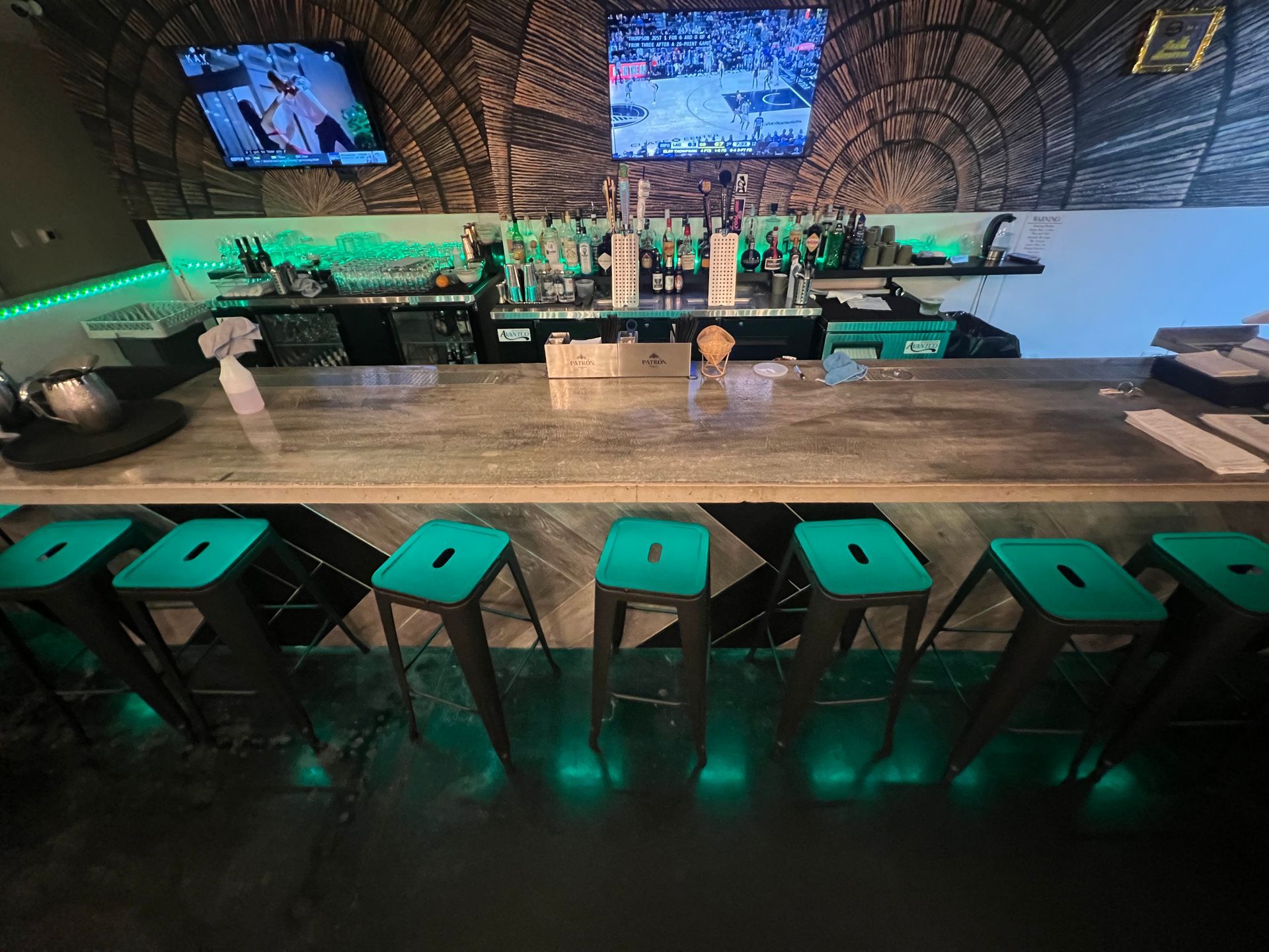 Indoor concrete bar built as part of Stockton backyard remodel.