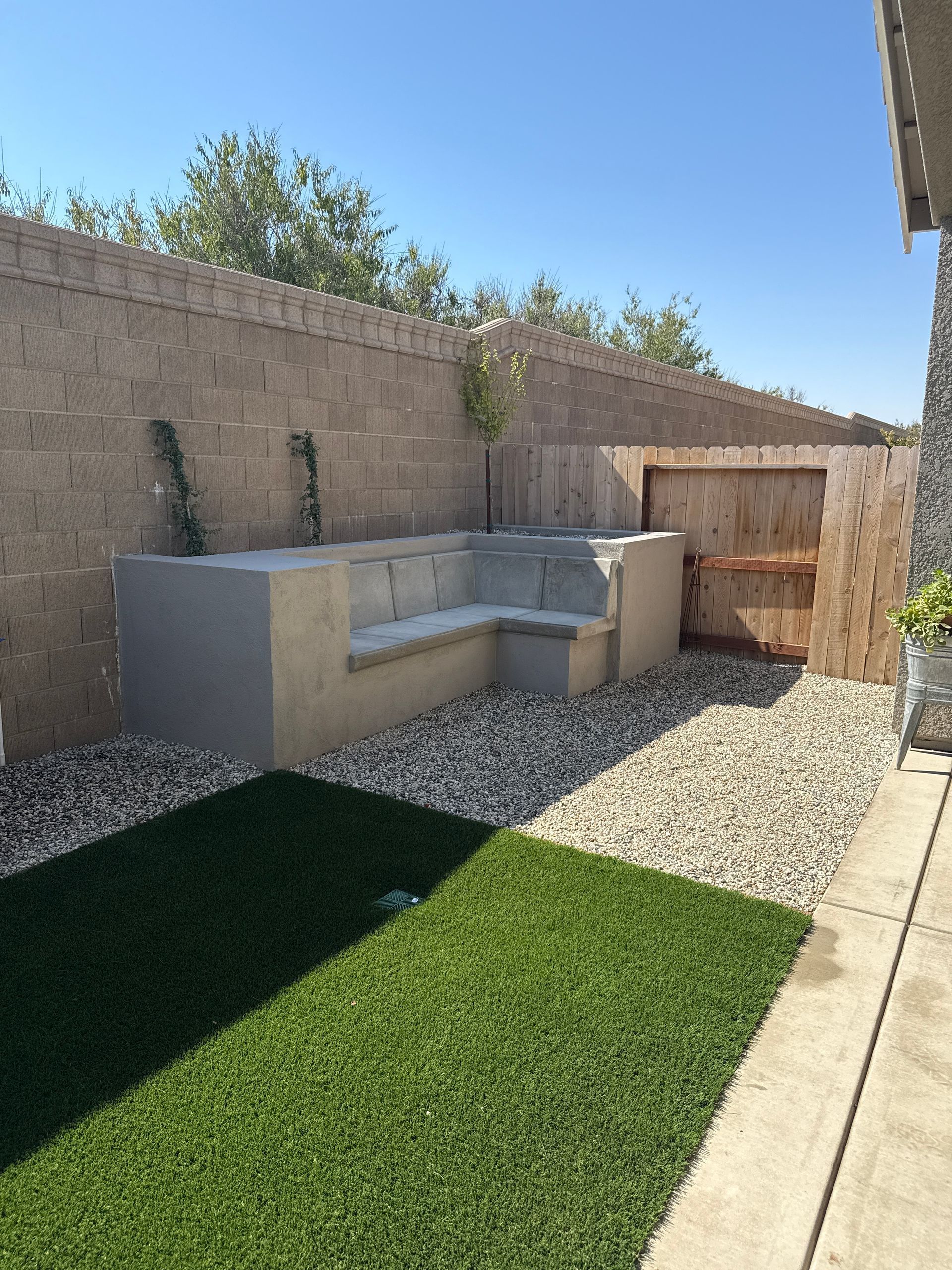 Stamped concrete at a Stockton commercial storefront.