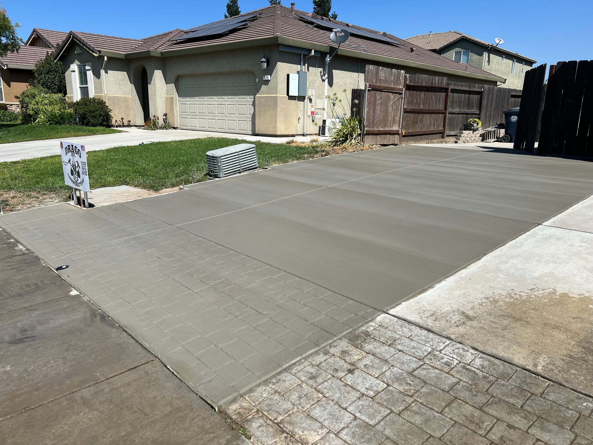 Concrete driveway installation by professional Stockton contractor.

