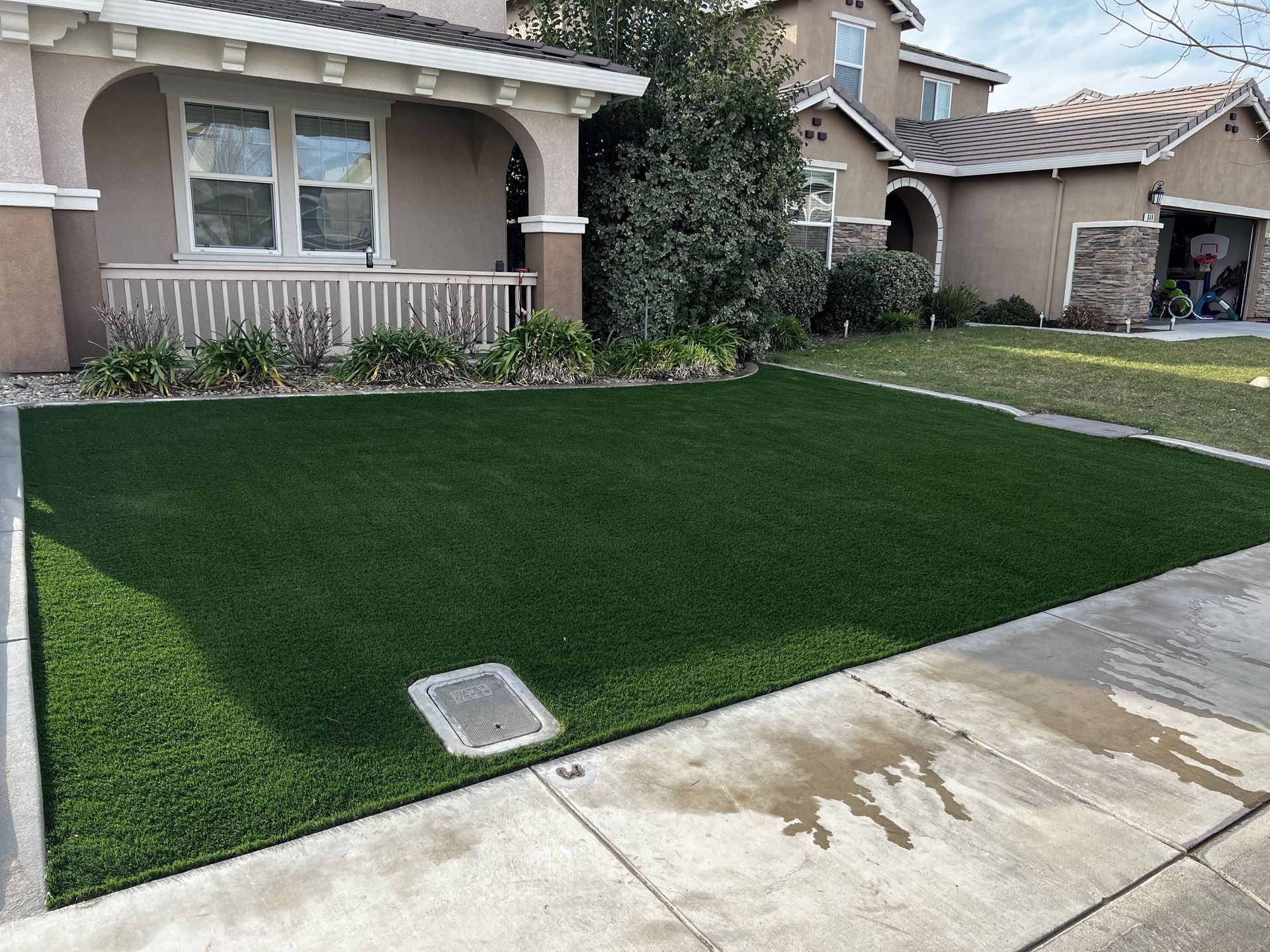 Turf installation with different layout view in Stockton CA.