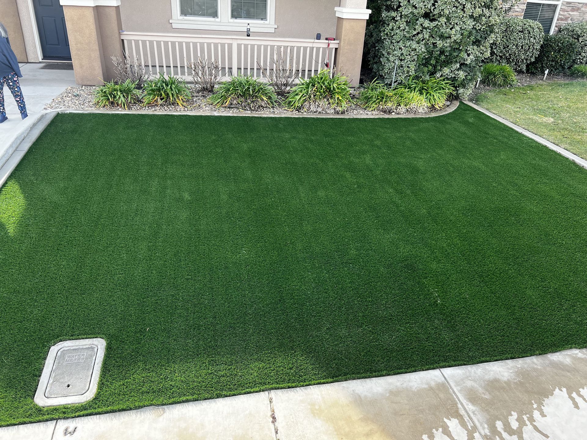 Turf installation by Stockton landscapers.