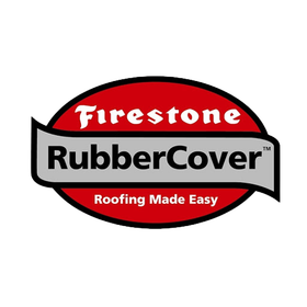 The logo for firestone rubber cover roofing made easy