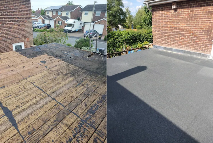 before and after roof repair in Bicester by M&C Roofing