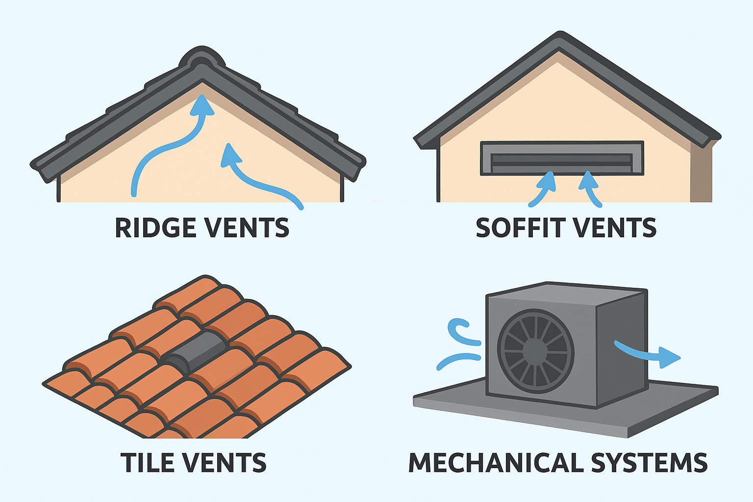 Different ventilation options M&C Roofing has to offer