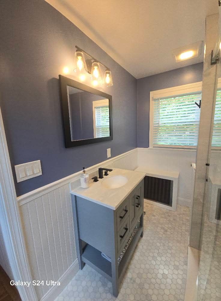 finished bathroom remodeling job in Melrose, MA