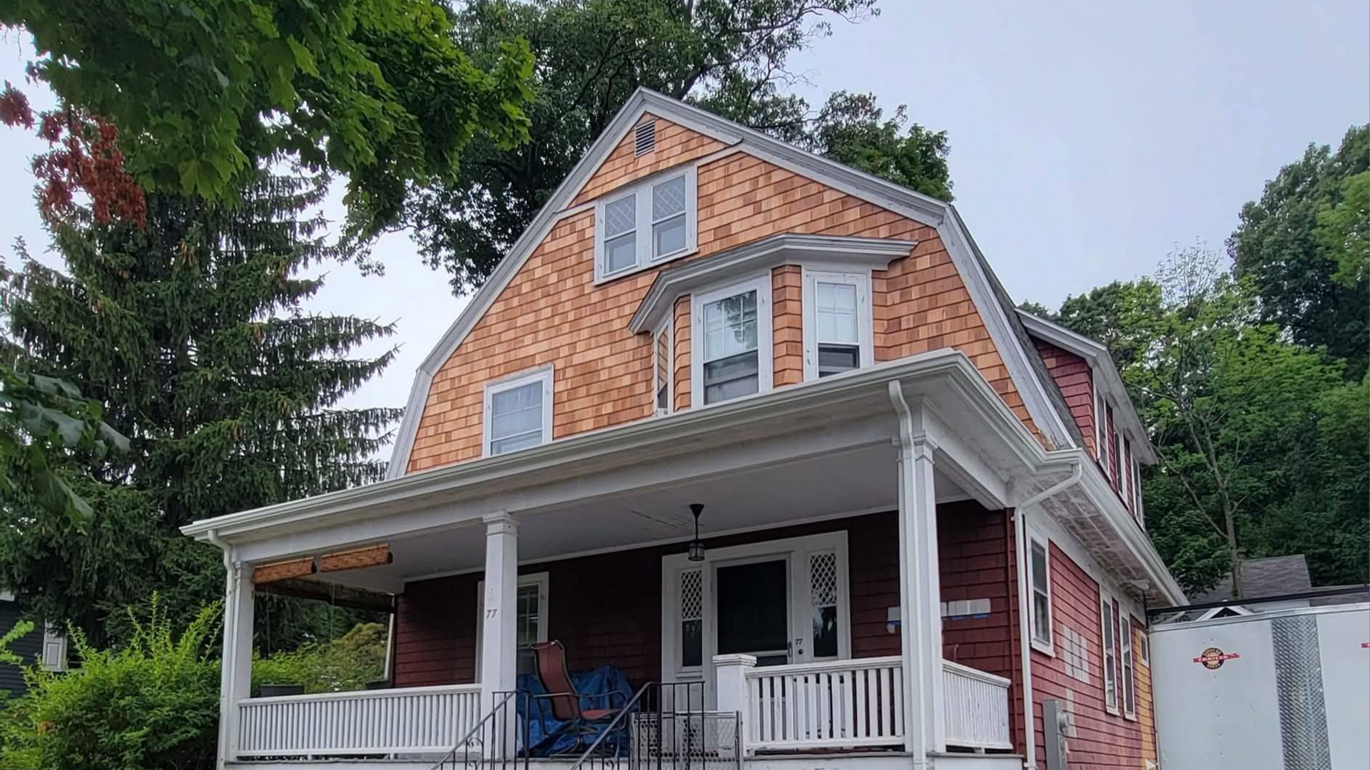 Before painting the colonial home exterior in Melrose, MA