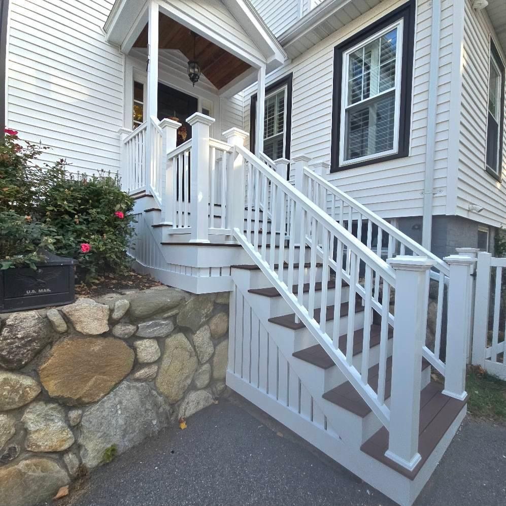 Custom Deck and Porch Renovation in Melrose - New Timber Teck railings