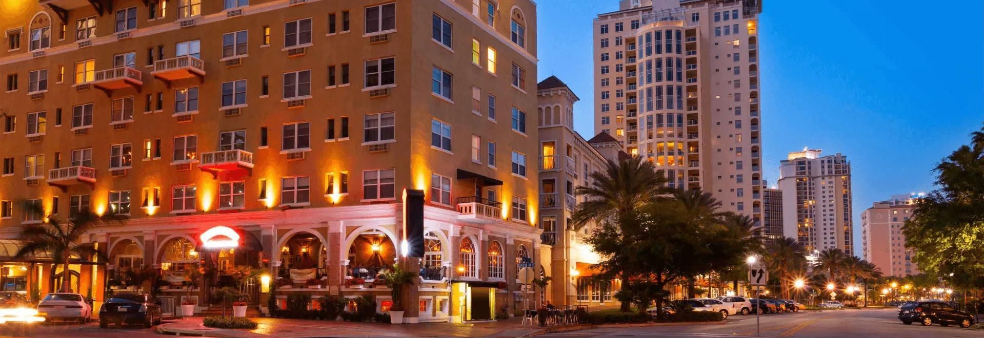 St. Petersburg, FL, neighborhood at dusk