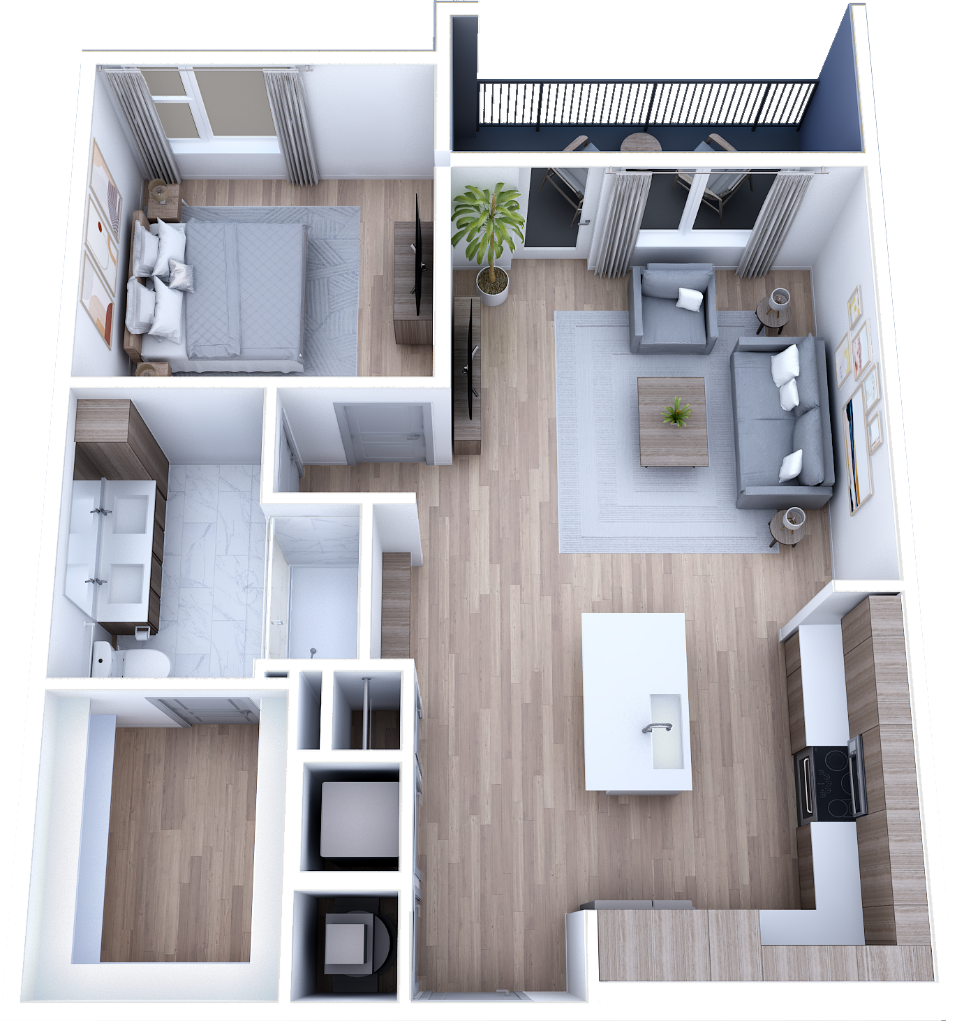 Arya St. Pete Apartments one bedroom floorplan