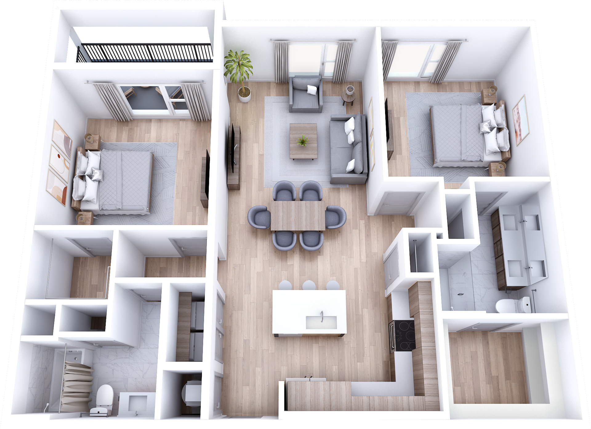 two bedroom apartment floorplan at Arya in St. Petersburg