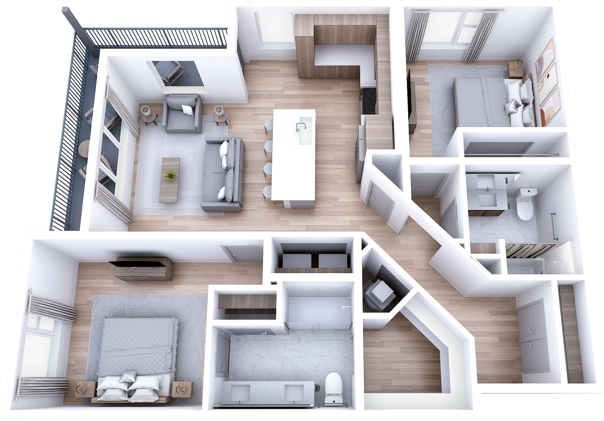 two-bedroom apartment floorplan