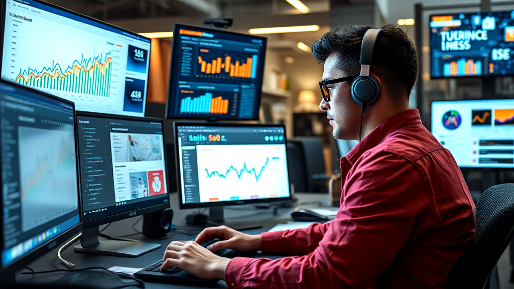 A man wearing headphones is sitting at a desk in front of a computer monitor.