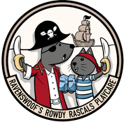 A logo for ravenswoof 's rowdy rascals playcare