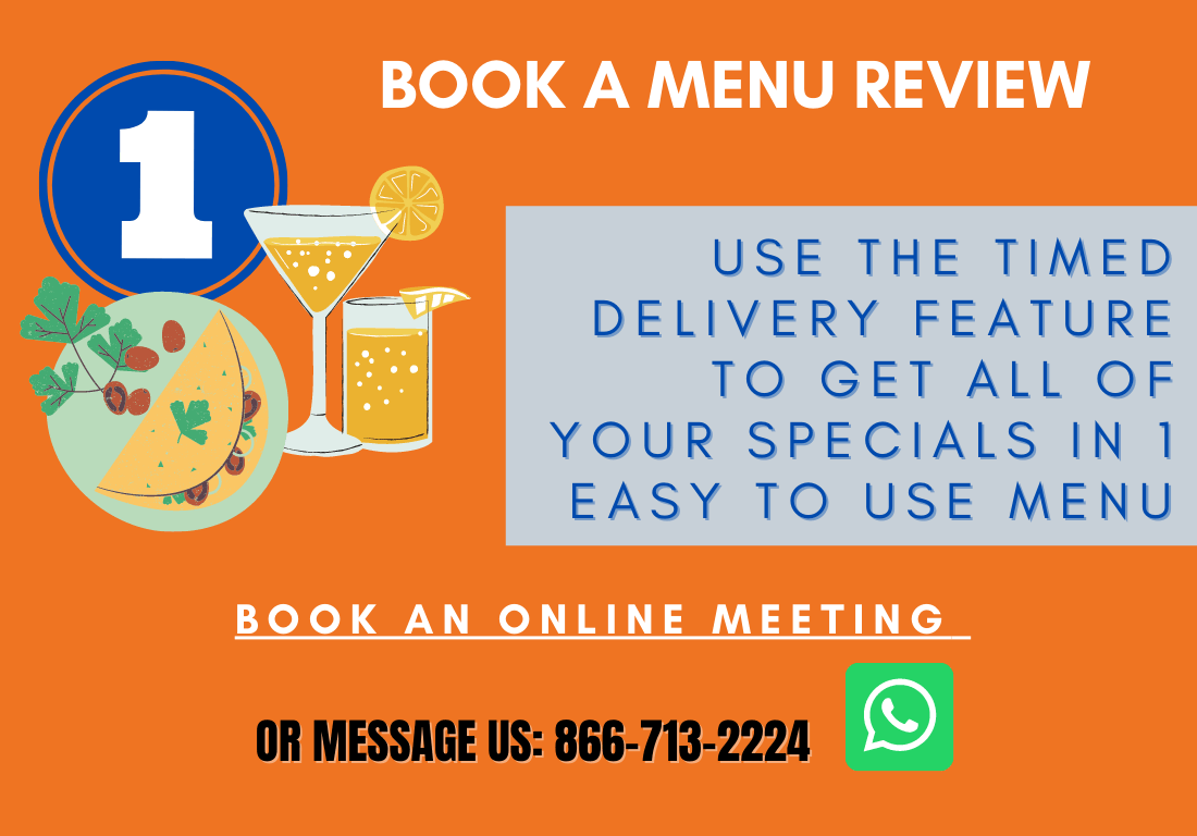 An advertisement for a restaurant that says book a menu review