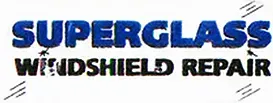 Logo for Superglass Windshield Repair in blue and black text.