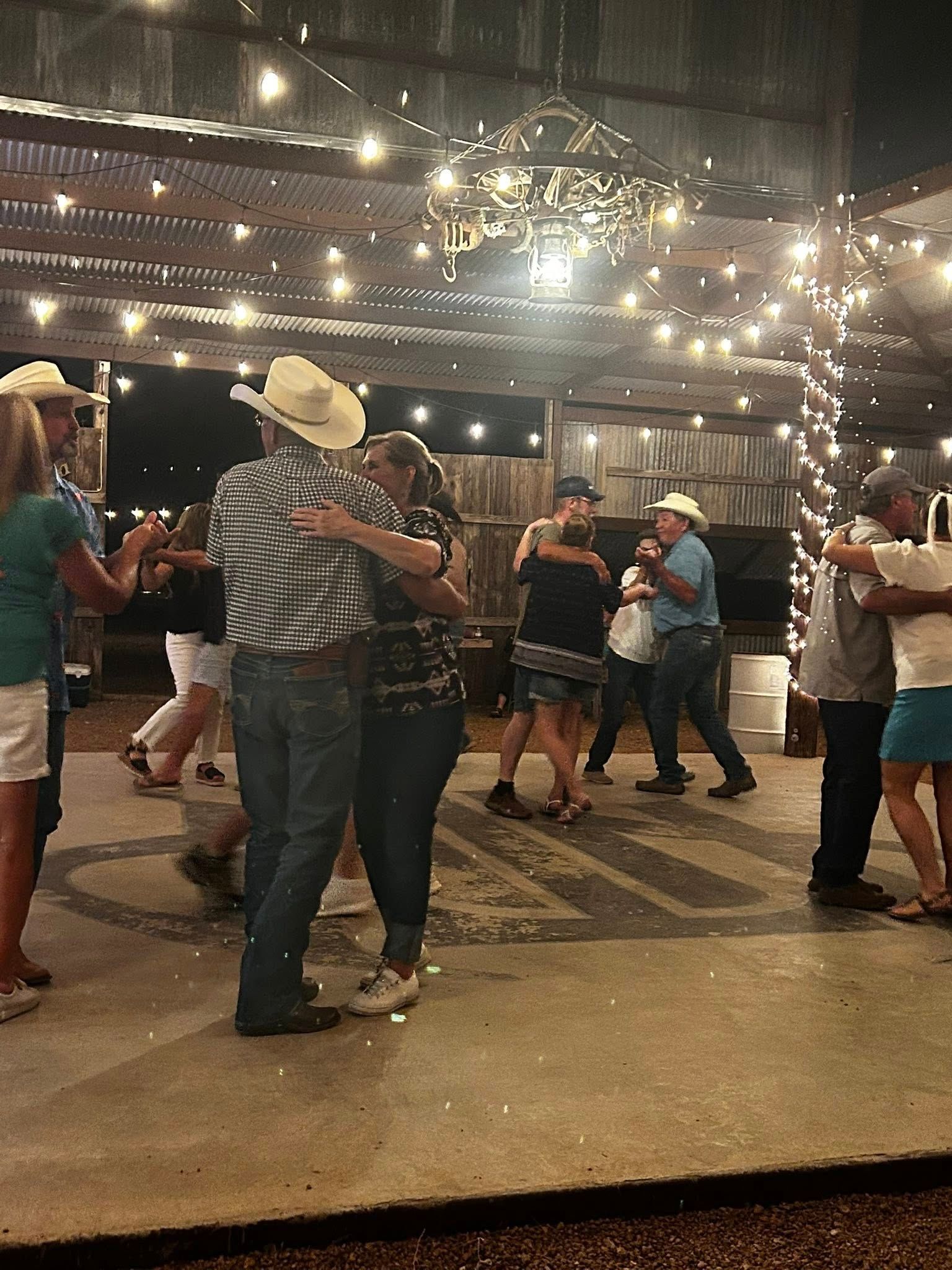 A group of people are dancing on a dance floor.