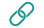 A green chain link icon on a white background.