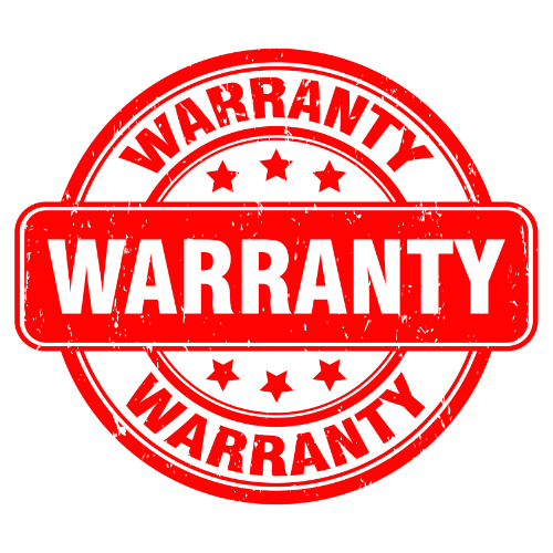 A red stamp with the word warranty on it