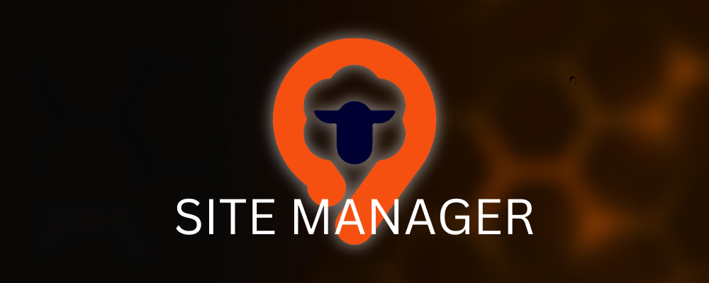 A logo for a website called site manager