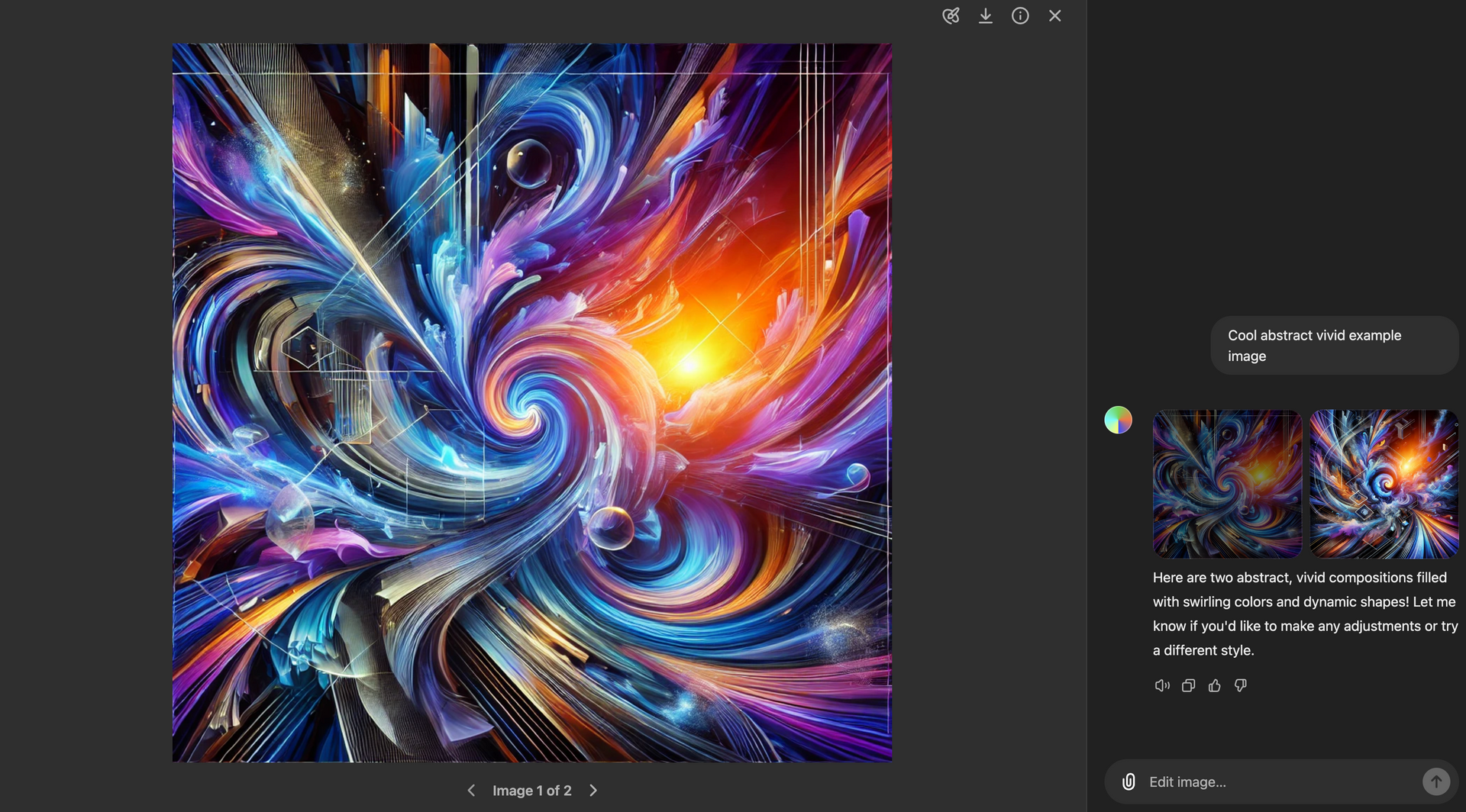 Example of image generation in ChatGPT using DALLE