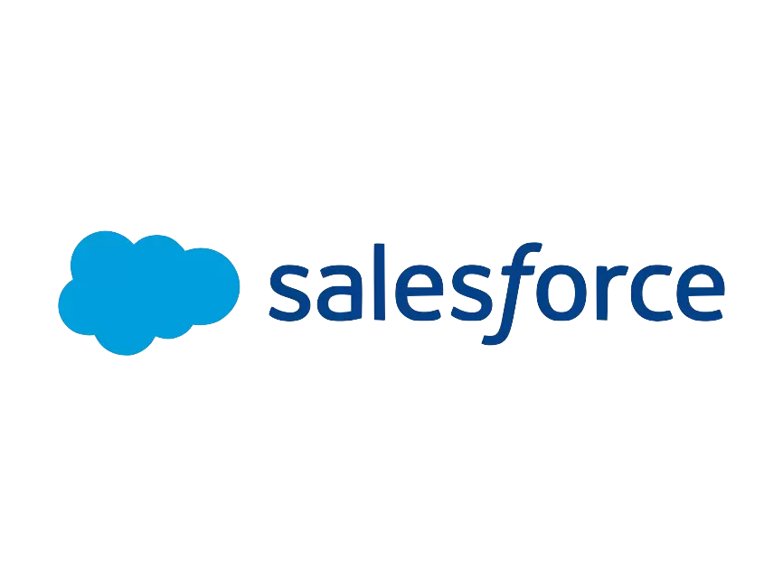 A salesforce logo with a blue cloud on a white background.