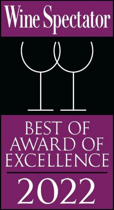 A wine spectator best of award of excellence logo for 2022