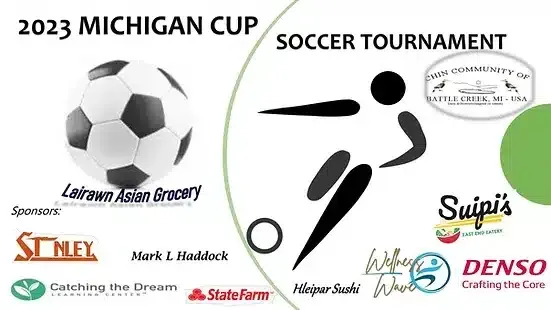 A poster for the 2023 michigan cup soccer tournament