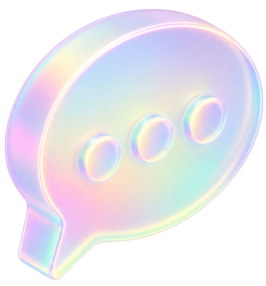 Pastel iridescent speech bubble with three dots icon