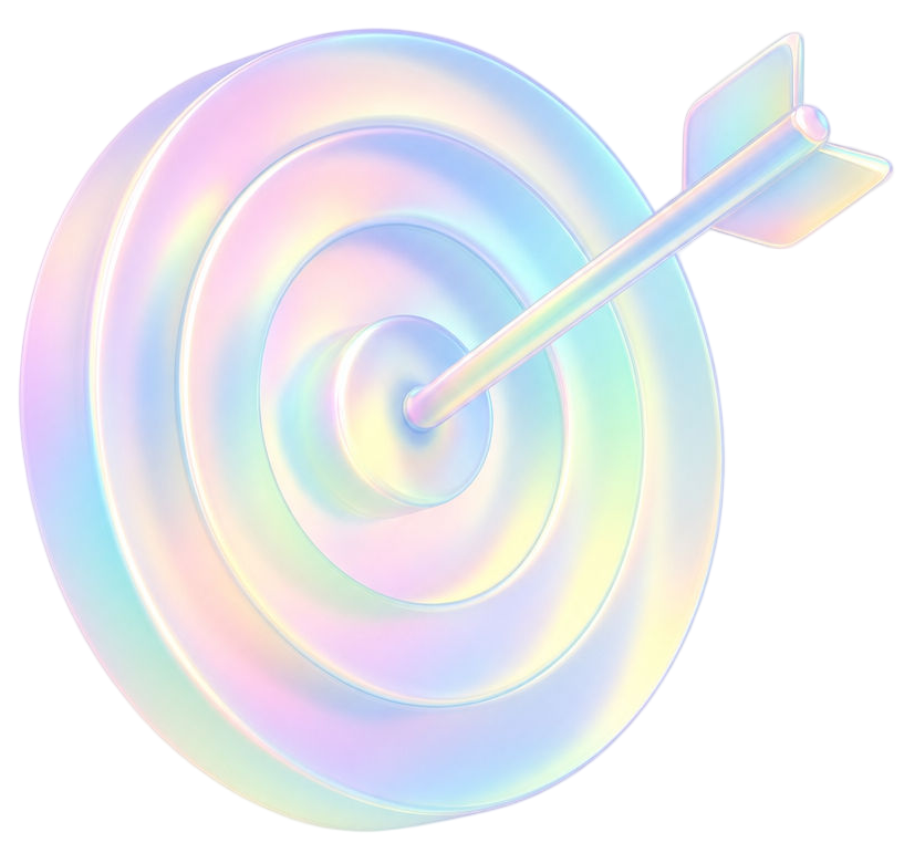 Iridescent target with an arrow stuck in the bullseye