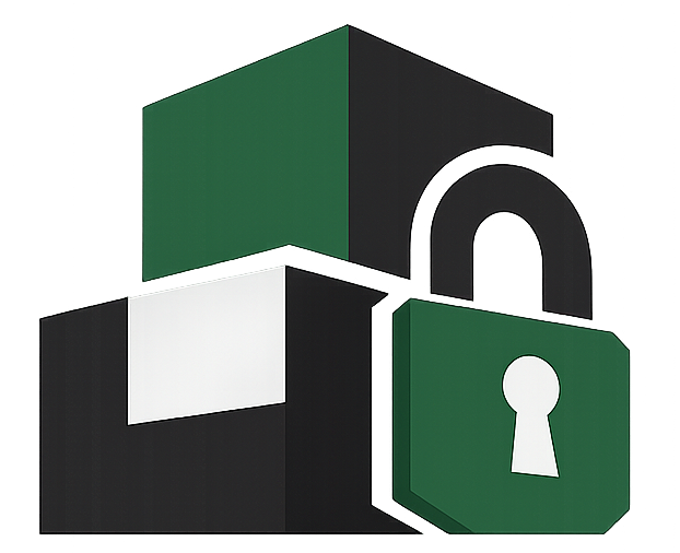 Black and green padlock icon with keyhole, symbolizing security or privacy