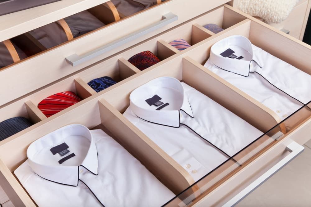 Men's Neckties and Shirt in the Wardrobe — Cabinet Makers in Kew, NSW