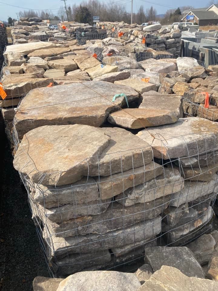 Piled stone displayed outside