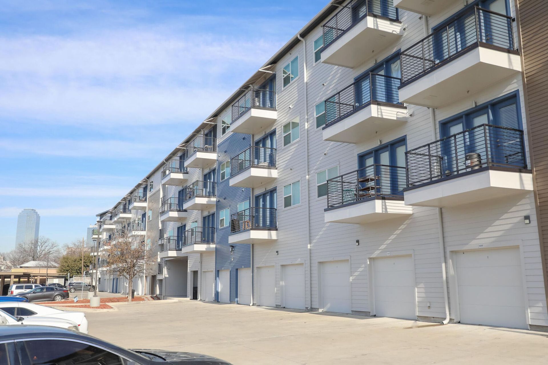 Exterior view of apartment units with balconies