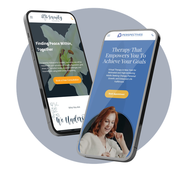 Two Phones With Website Design For Therapist