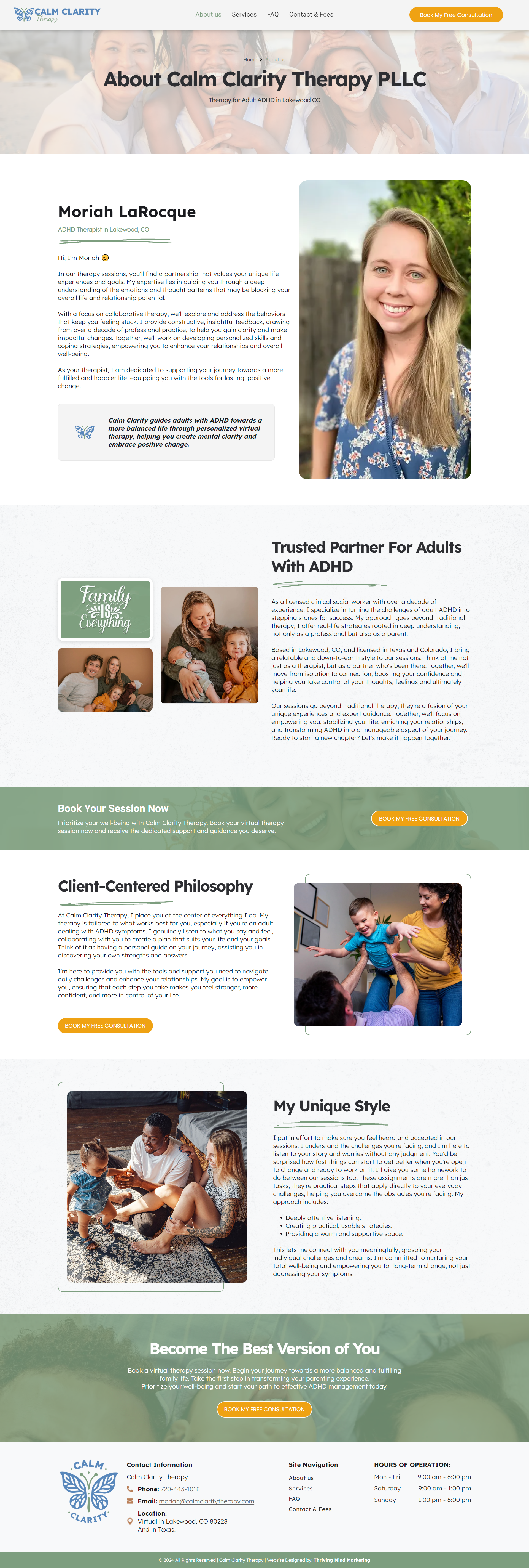 A screenshot of a website with a picture of a woman on it.
