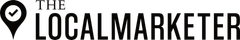 Logo of “The Local Marketer”. A black location pin icon with a checkmark. Black text.