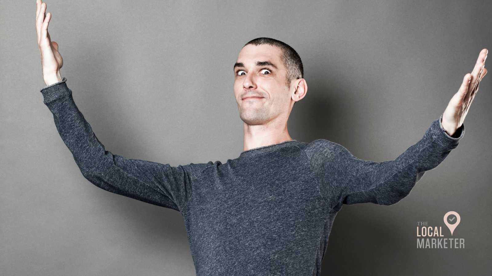 Man holding his arms in the air