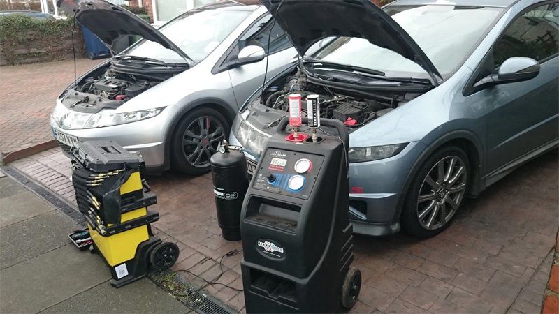 Diagnostic equipment connected to car's engine