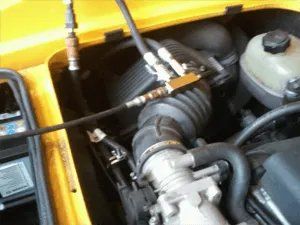 Inside engine of yellow Lotus