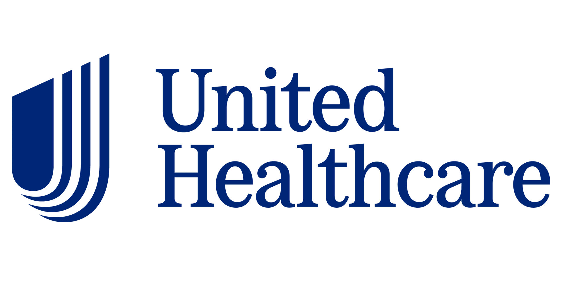 The logo for united healthcare is blue and white and has a shield on it.