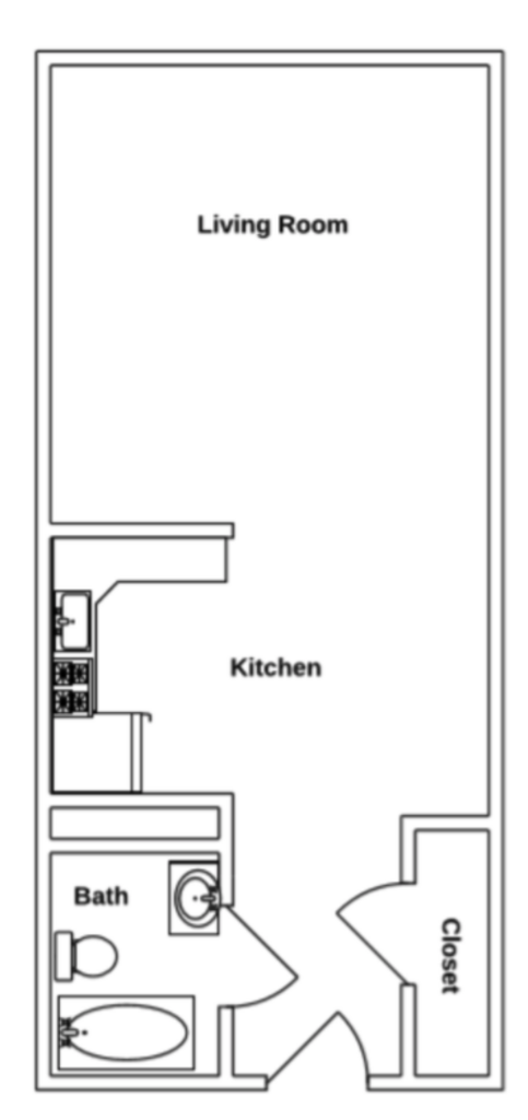 Floor Plan: Studio · 1 Bath · 390 SQ. FT.