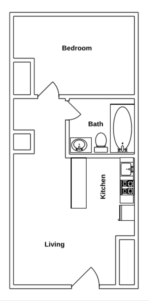 Floor Plan: 1 Bed · 1 Bath · 480 SQ. FT.