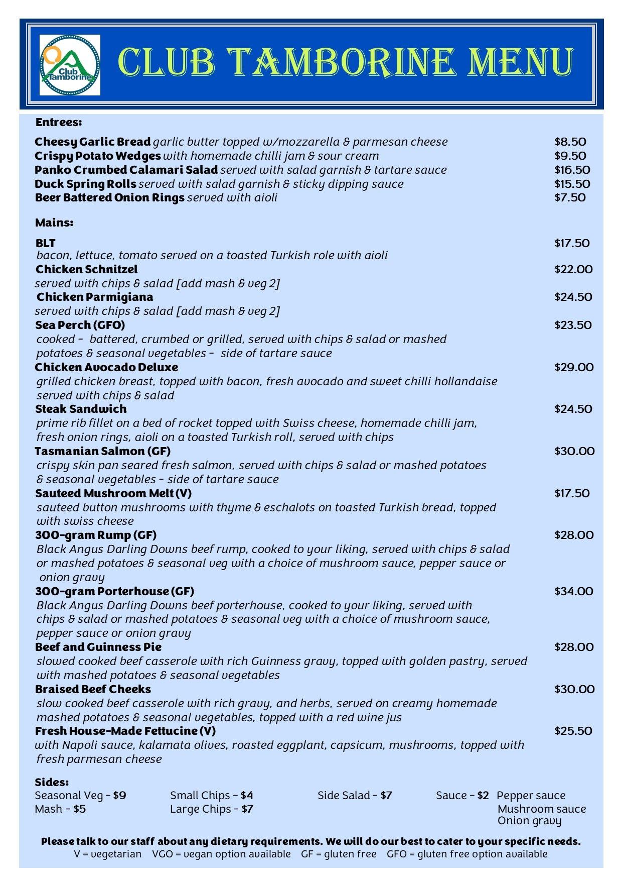 Dining Bistro & Menu Club Tamborine