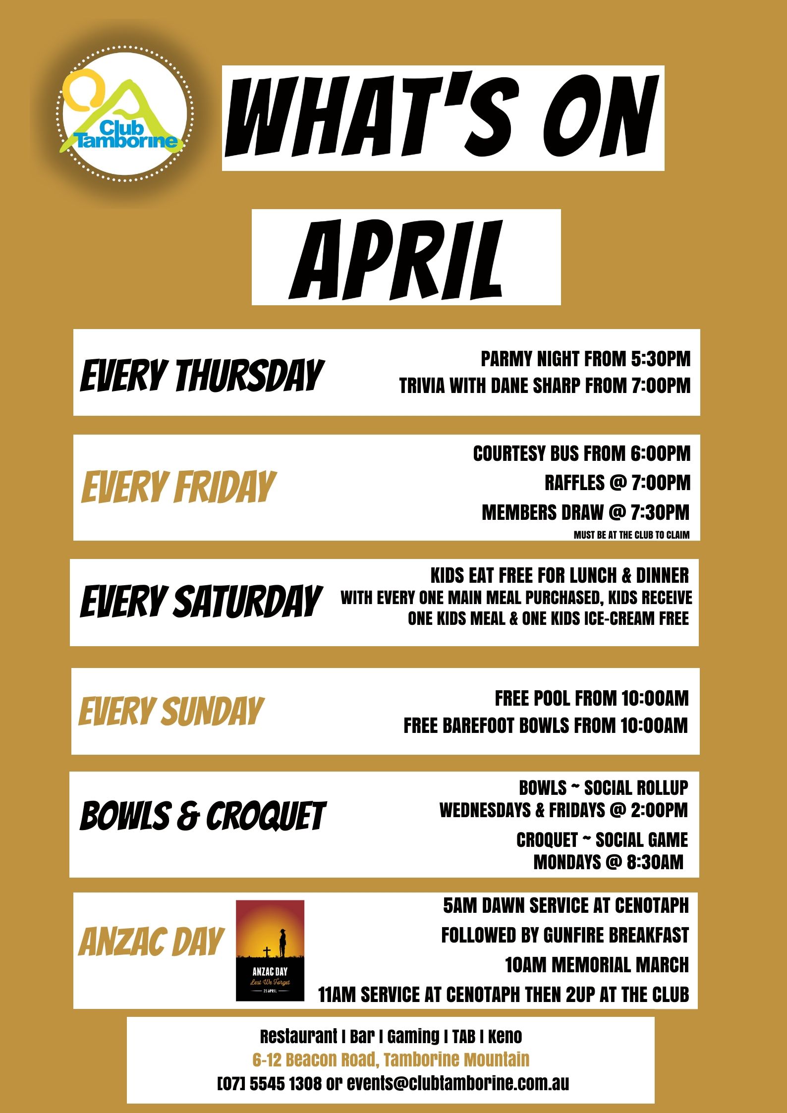 What's on April