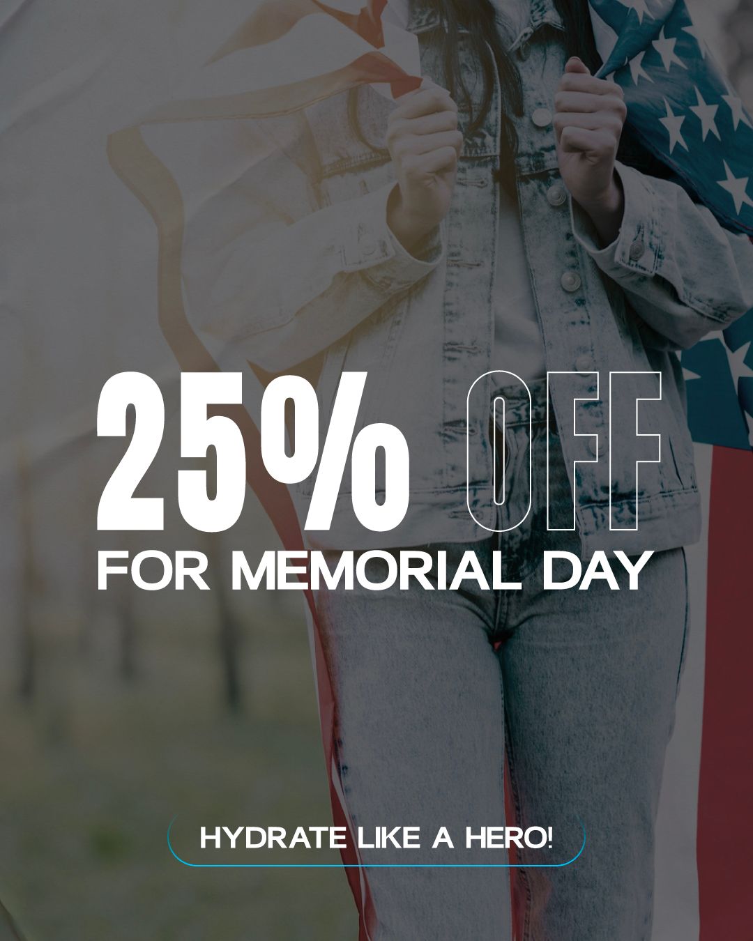 A poster for memorial day with a woman holding an american flag